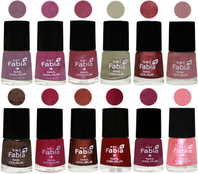 

Fabia Premium Lacquer Extra Shine Nail Polish Shades Of (12 Pcs Nail Polish) Light Violet-Rani-Pink Maroonish-Oyster-Nude Pink-Light pink-Dark Brown-Cherry Pink-Berry-Dark Magenta-Rose Pink-Jerry Peach(Pack of 12)