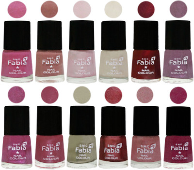 

Fabia Premium Lacquer Extra Shine Nail Polish Shades Of (12 Pcs Nail Polish) Light Plum-Nude-Lychee-Light Cream-Maroon-Light Violet-Rani-Pink Maroonish-Oyster-Nude Pink-Light pink-Rose Pink(Pack of 12)