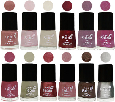 

Fabia Premium Lacquer Extra Shine Nail Polish Shades Of (12 Pcs Nail Polish) Nude-Lychee-Light Cream-Maroon-Light Violet-Rani-Pink Maroonish-Oyster-Nude Pink-Light pink-Dark Brown-Silver(Pack of 12)