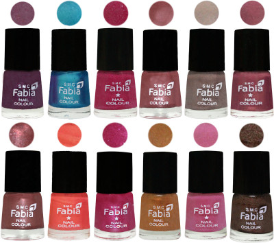 

Fabia Premium Shine & Glossy Nail Polish Collection Shades (12 Pcs Combo) Light Jam-Denim-Hot Magenta-Lip-Light Beige-Dusty Pink-Dark Red Chrome-Peach-Light Magenta-Golden -Light Plum-Dark Brown(Pack of 12)