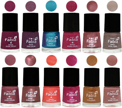 

Fabia Premium Shine & Glossy Nail Polish Collection Shades (12 Pcs Combo) Cherry Blossom-Light Jam-Denim-Hot Magenta-Lip-Light Beige-Dusty Pink-Dark Red Chrome-Peach-Light Magenta-Golden -Nude(Pack of 12)