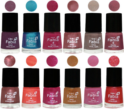 

Fabia Premium Collection 12 Piece Color Nail Polish Shades Light Jam-Denim-Hot Magenta-Lip-Light Beige-Dusty Pink-Dark Red Chrome-Peach-Light Magenta-Golden -Light Plum-Jerry Pink(Pack of 12)
