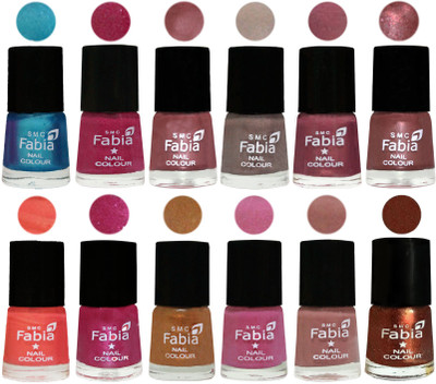 

Fabia Premium Collection 12 Piece Color Nail Polish Shades Denim-Hot Magenta-Lip-Light Beige-Dusty Pink-Dark Red Chrome-Peach-Light Magenta-Golden -Light Plum-Nude-Light Jerry Coffee(Pack of 12)