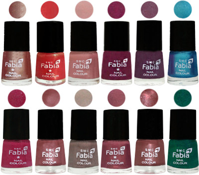 

Fabia Premium Shine & Glossy Nail Polish Collection Shades (12 Pcs Combo) Light Nude-Red Orange-Shrimp Pastell-Cherry Blossom-Light Jam-Denim-Hot Magenta-Lip-Light Beige-Dusty Pink-Dark Red Chrome-Green(Pack of 12)