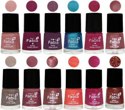 

Fabia Premium Collection 12 Piece Color Nail Polish Shades Shrimp Pastell-Cherry Blossom-Light Jam-Denim-Hot Magenta-Lip-Light Beige-Dusty Pink-Dark Red Chrome-Peach-Light Magenta-Jerry Wine(Pack of 12)