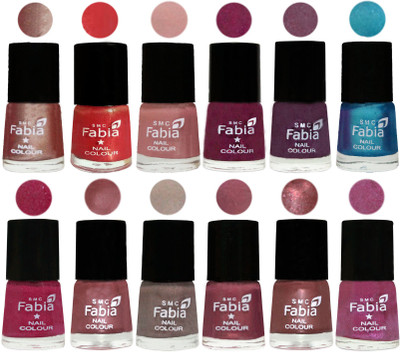 

Fabia Premium Lacquer Extra Shine Nail Polish Shades Of (12 Pcs Nail Polish) Light Nude-Red Orange-Shrimp Pastell-Cherry Blossom-Light Jam-Denim-Hot Magenta-Lip-Light Beige-Dusty Pink-Dark Red Chrome-Rani(Pack of 12)