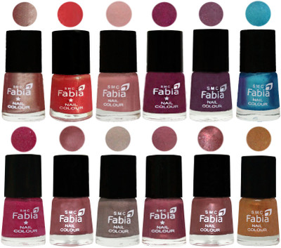 

Fabia Premium Collection 12 Piece Color Nail Polish Shades Light Nude-Red Orange-Shrimp Pastell-Cherry Blossom-Light Jam-Denim-Hot Magenta-Lip-Light Beige-Dusty Pink-Dark Red Chrome-Golden(Pack of 12)