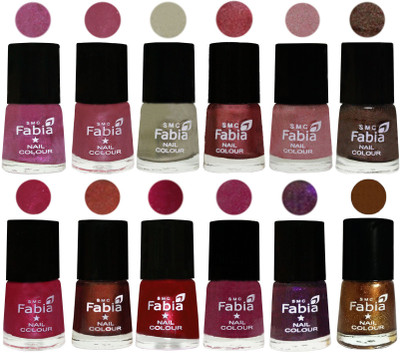 

Fabia Premium Lacquer Extra Shine Nail Polish Shades Of (12 Pcs Nail Polish) Rani-Pink Maroonish-Oyster-Nude Pink-Light pink-Dark Brown-Cherry Pink-Berry-Dark Magenta-Rose Pink-Dark Purple-Dark Golden(Pack of 12)