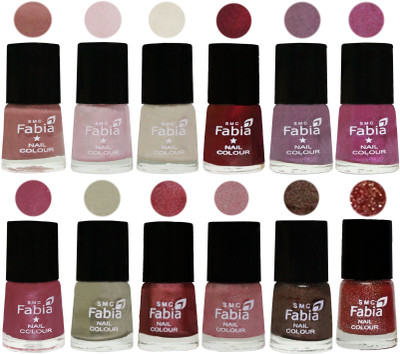 

Fabia Premium Collection 12 Piece Color Nail Polish Shades Nude-Lychee-Light Cream-Maroon-Light Violet-Rani-Pink Maroonish-Oyster-Nude Pink-Light pink-Dark Brown-Jerry Wine(Pack of 12)