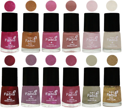 

Fabia Premium Collection 12 Piece Color Nail Polish Shades Light Magenta-Golden -Light Plum-Nude-Lychee-Light Cream-Maroon-Light Violet-Rani-Pink Maroonish-Oyster-Light Golden(Pack of 12)