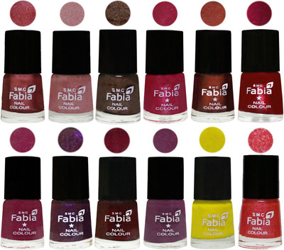 

Fabia Premium Lacquer Extra Shine Nail Polish Shades Of (12 Pcs Nail Polish) Nude Pink-Light pink-Dark Brown-Cherry Pink-Berry-Dark Magenta-Rose Pink-Dark Purple-Royal Red-Brinjal Purple-Yellow-Jerry Pink(Pack of 12)