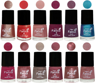 

Fabia Premium Shine & Glossy Nail Polish Collection Shades (12 Pcs Combo) Light Nude-Red Orange-Shrimp Pastell-Cherry Blossom-Light Jam-Denim-Hot Magenta-Lip-Light Beige-Dusty Pink-Dark Red Chrome-Light pink(Pack of 12)
