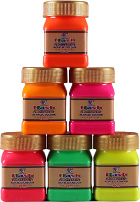 

Flash Acrylic Fluorescent Colours ( 50 ML ) Day Glow(Set of 6, Multicolor)