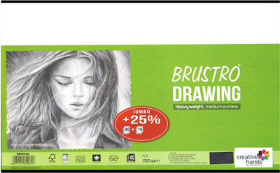 BRuSTRO Super Series Unruled A3 200 gsm Drawing Paper(Set of 1, White)