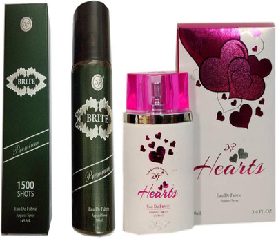 

dsp HEARTS PINK PERFUME 100 ML +BRITE PREMIUM 1500 SHOTS PERFUME 145 ML Eau de Parfum - 145 ml(For Men & Women)