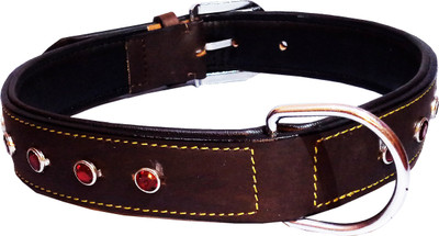 

Petshop7 Export Quality Genuine Leather Dog Collar with Beautiful Studs 1.50" in - Xtra Large (Any One) Dog Everyday Collar(, Brown