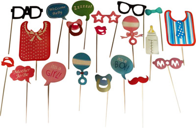 

Funcart Baby Shower Party Photo Booth Props, Multi Colour set of 20pcs Photo Booth Board(Birthday)