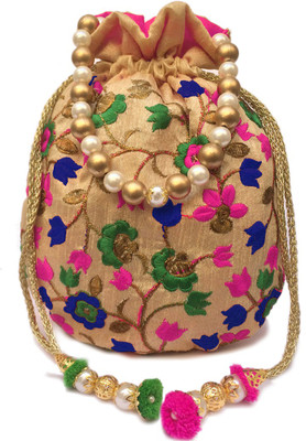 

Shubh Shagun Ethnic Embroidred Designer women girls Potli(Pink, Blue, Green), Blue;green;pink