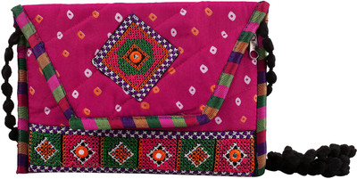 

Craft Trade Traditional Cotton Jaipuri Art work Sling Bag Pouch For Women Pouch(Pink)