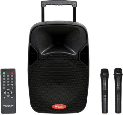 

WIZZIT NEWTROLLEY12BLACK 12 Inch Professional Karaoke Bluetooth PA System Portable Rechargeable Trolley Speaker with 2 Wireless Microphone, Remote Control, Radio, AUX/TF/USB # 100W Outdoor PA System(100 W)