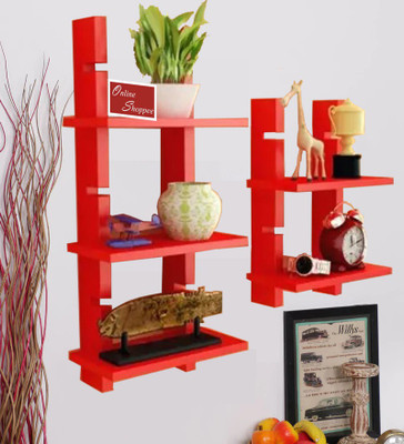 

Onlineshoppee Handicraft design MDF Wall Shelf(Number of Shelves - 5, Red)