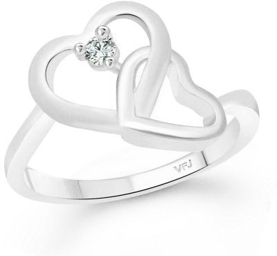 VIGHNAHARTA Fancy Dual Heart Ring with Rose Ring Box for Women and Girls Alloy Cubic Zirconia 18K White Gold Plated Ring