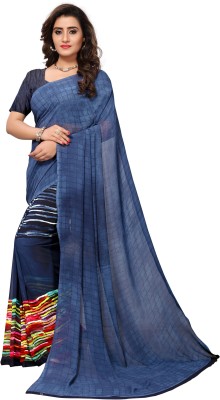 Ratnavati Printed Daily Wear Georgette Saree(Dark Blue)