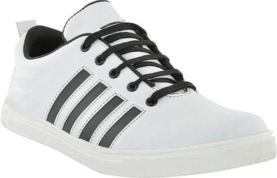 

DesiSwag Black Strip Sneakers For Men(White, White black