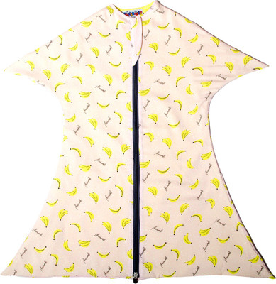 

TuddyBuddy SwaddleSleepPack: Swaddle Cum Sleeping Bag for 0-6 months babies. Therapy for 'Moro' or Startle Reflex. Yummy Banana Print, 100% Cotton Sleeping Bag(Pink
