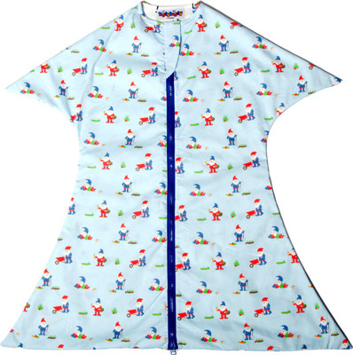 

TuddyBuddy SwaddleSleepPack: Swaddle Cum Sleeping Bag for 0-6 months babies. Therapy for 'Moro' or Startle Reflex. Christmas Santa print, 100% Cotton Sleeping Bag(Blue, Sky blue