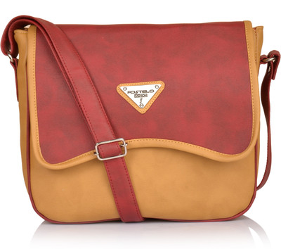 

Fostelo Women Beige, Maroon PU Sling Bag