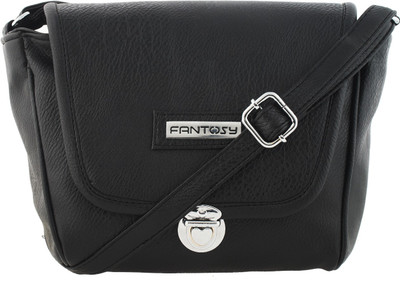 

Fantosy Women Casual Black PU Sling Bag
