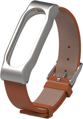 

Shopizone Replacement Brown color Leather strap Belt with Grey Metal Frame for MIband2 Smart Watch Strap(Brown)