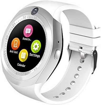 

IBS YS Round Bluetooth Smartwatch with SIM Card Slot with Pedometer Sleep-Monitoring Smart-Notification Micro-SD Card Whatsapp,Twitter,Facebook Anti lost White Smartwatch(White Strap Free Size)