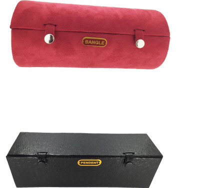 

Oscar Top Quality Travel Size 2 x (Pendent, Bangle) Jewelry Holder Display Box (Four Cut Box) Fashionable Black, Gold Jewellery Accessories Jewellery Vanity Box(Black, Red)
