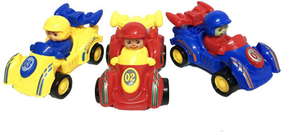 

Emob Cute Mini Racing Speed Car Gift Toy with Friction power and Rotation for Pack of 3 Kids.(Multicolor)