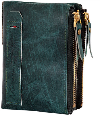 

POLLSTAR Men Casual Green Genuine Leather Wallet(4 Card Slots)