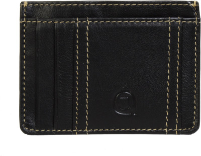 AzraJamil Men Black Genuine Leather Wallet(4 Card Slots)