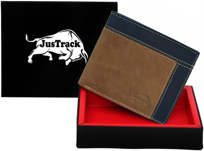 

JusTrack Men Brown, Blue Genuine Leather Wallet(6 Card Slots), Brown;bule