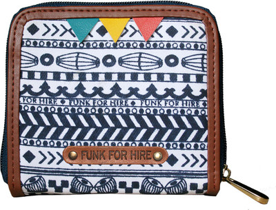 

FUNK FOR HIRE Women Casual Multicolor Canvas Wallet(4 Card Slots), White