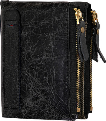 

POLLSTAR Men Black Genuine Leather Wallet(4 Card Slots)