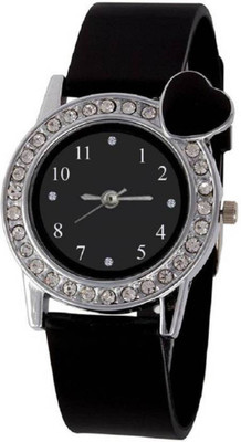 

KDS Black New Stylish Heart Chap Best Choice Diamond Women Watch - For Girls Watch - For Men & Women