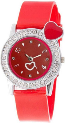 

KDS Red New Stylish Heart Chap Best Choice Diamond Women Watch - For Girls Watch - For Men & Women