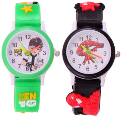 

perfectretail passion for kids ben 10+spider man pack of 2 good gifting nice looking Hybrid Watch - For Boys & Girls