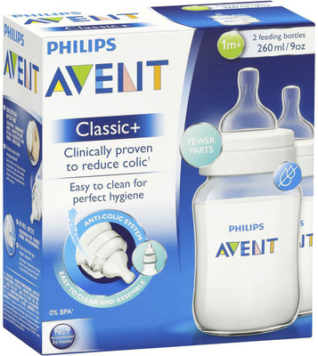 PHILIPS AVENT Classic+ 2 Wide Neck Bottles - 260 ml(White)