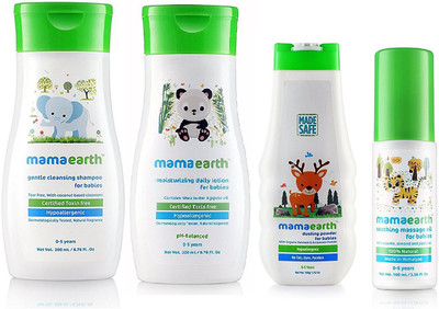 

The Natural Baby Shampoo 200ml, Baby Lotion 2ooml,Baby Dusting Powder 100gm With Baby Oil 100ml(Green)