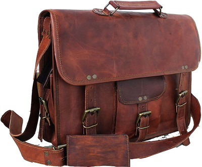 

STYLOLEATHERBAGS Leather Messenger Bag Leather Office Laptop College Bag Messenger Bag(Brown, 15 inch)
