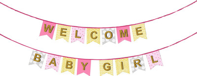 

PARTY PROPZ Welcome Baby Girl String Banner Banner(15 ft, Pack of 1)