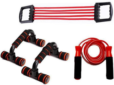

RIGHTWAY FITNESS Combo Of Silicone Chest Expander, Push -best quality Up bar , 40 kg Hand Gripper & Wrist Band Push-up Bar (Multicolor) Push-up Bar(Black), Red