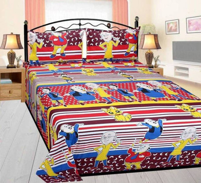 

OM DECOR 180 TC Cotton Double Printed Bedsheet(Pack of 1, Blue)